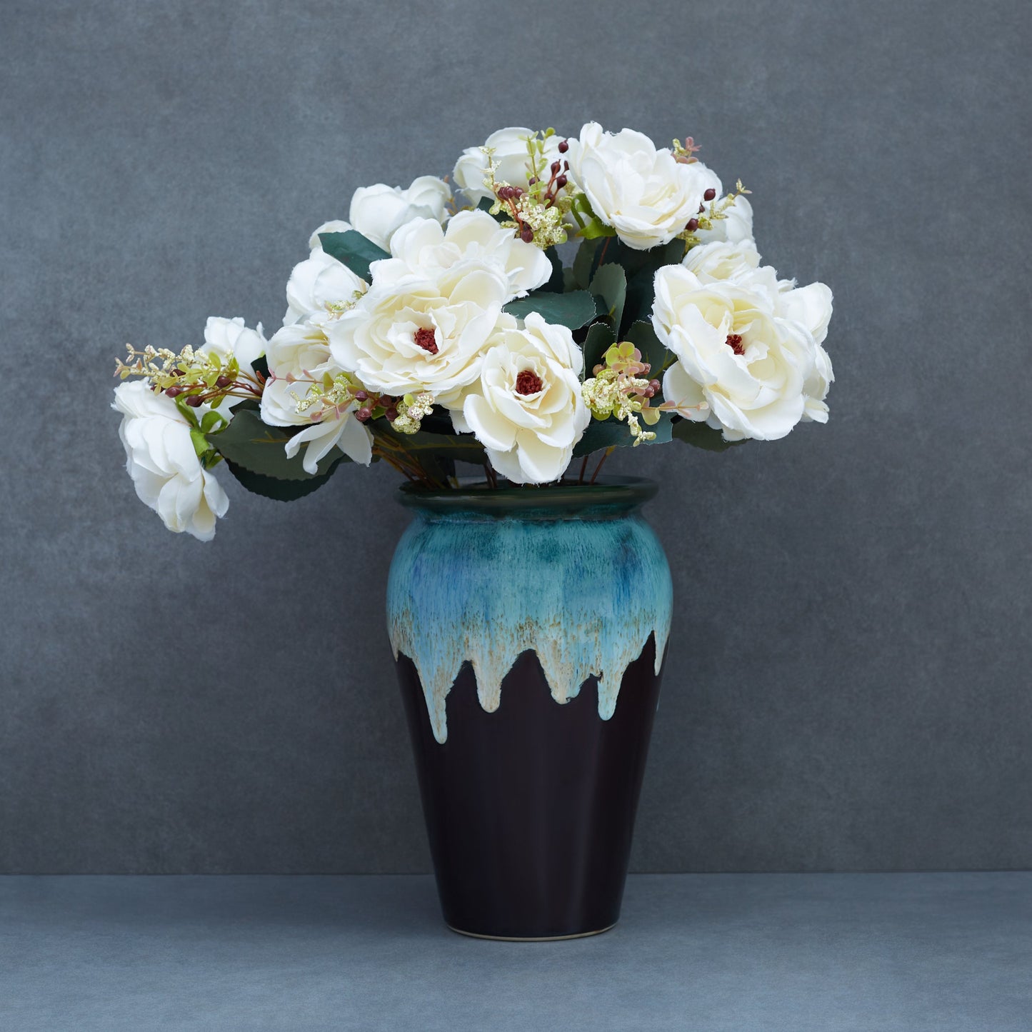Artificial Wild Roses Flower Stem White