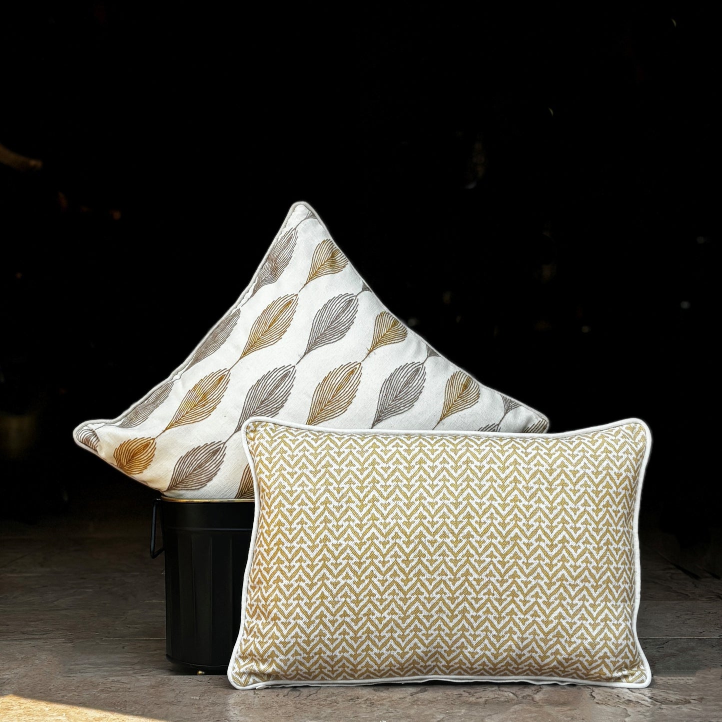 Yellow Zig Zag Linen Cushion Cover 12 x 18