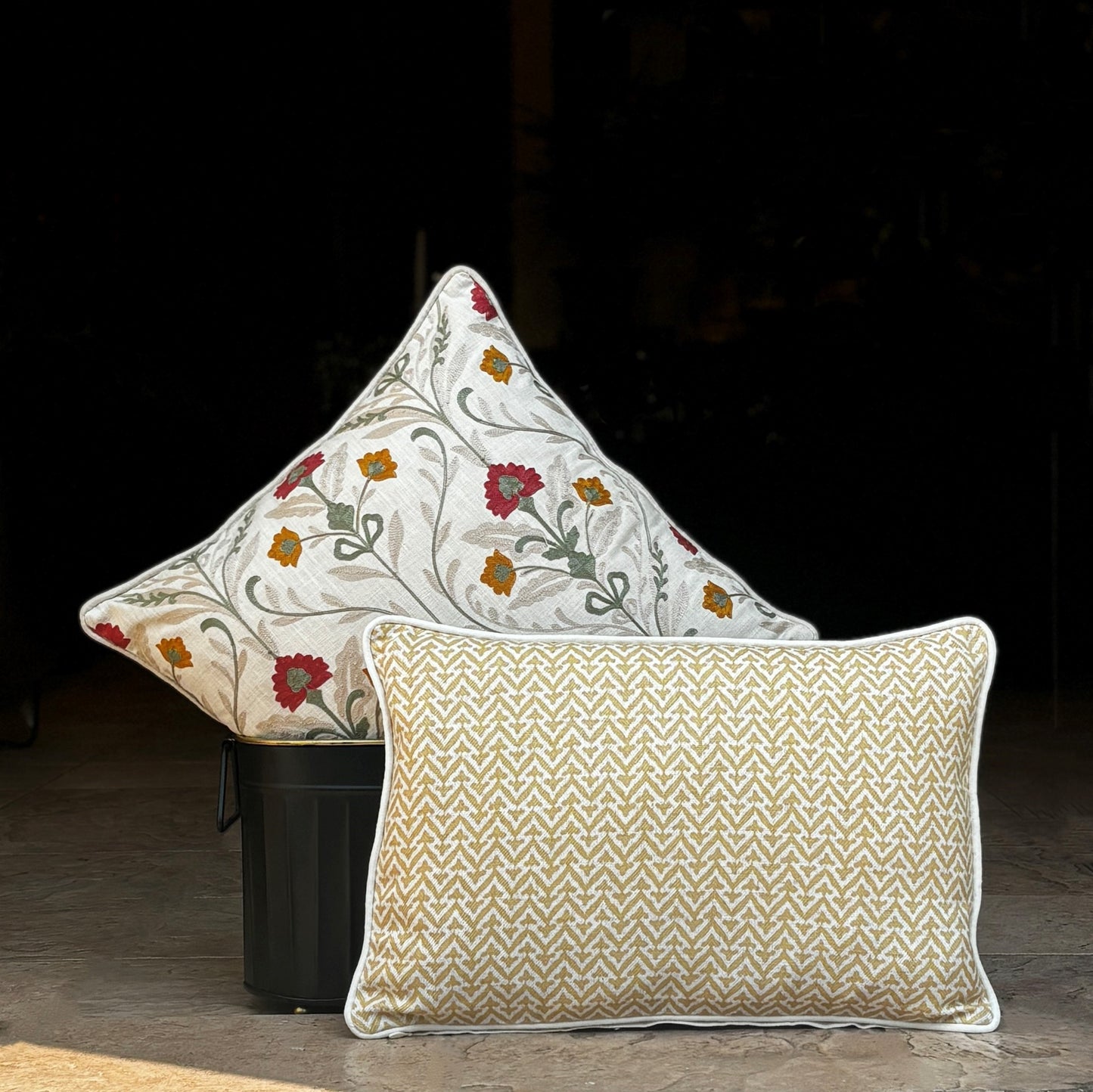 Yellow Zig Zag Linen Cushion Cover 12 x 18