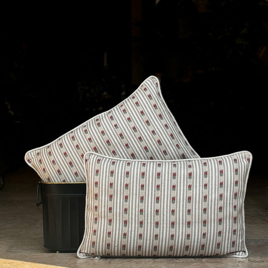 Beige Stripe  Linen Cushion Cover 12 x 18