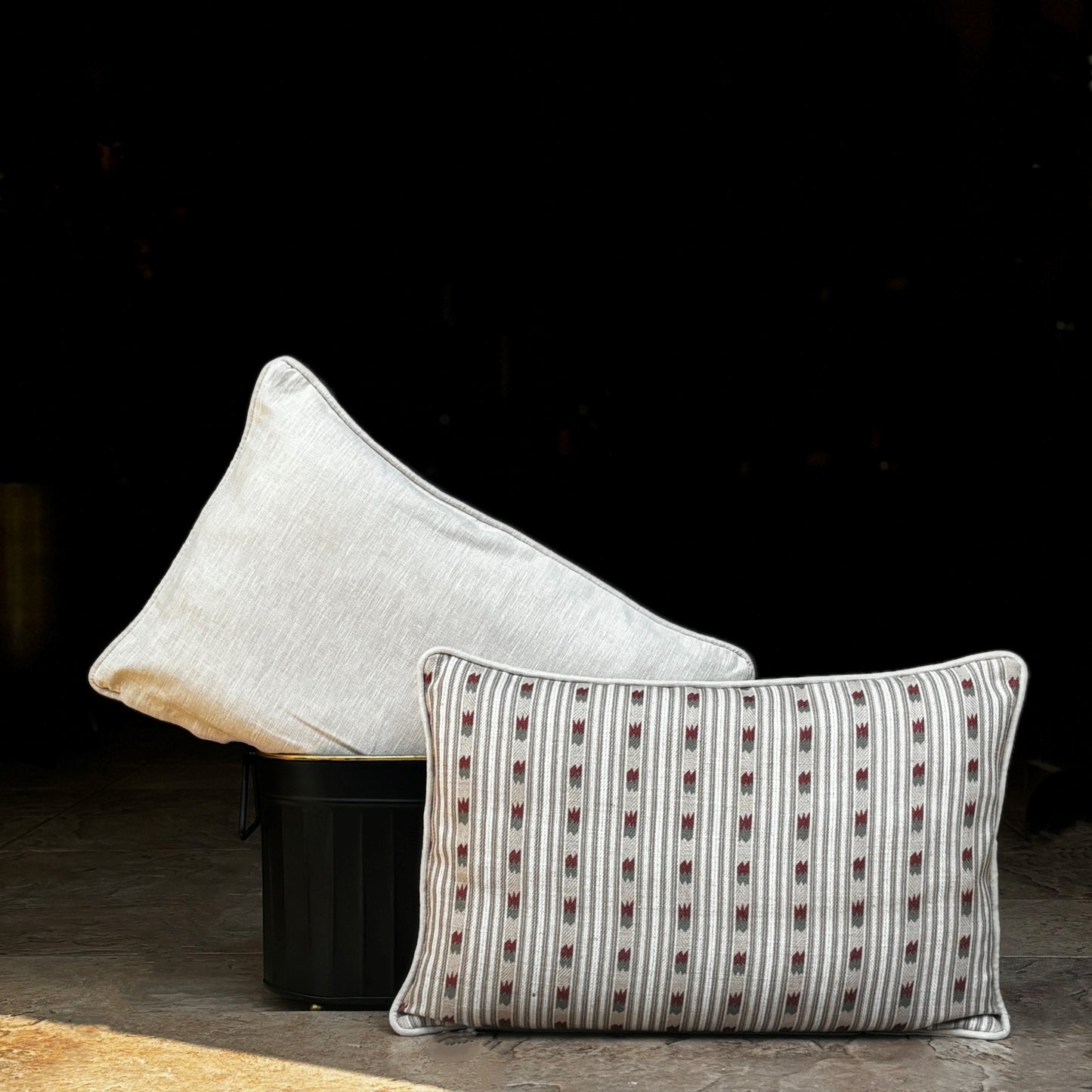 Beige Stripe Linen Cushion Cover 12 x 18