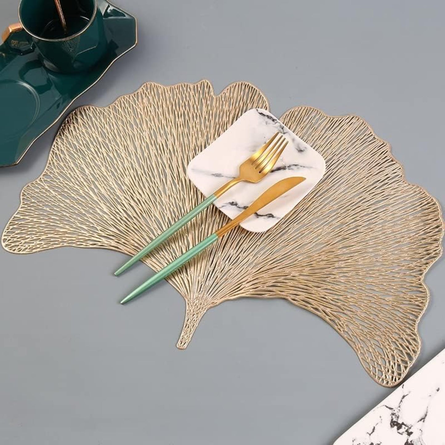 Gold Ginkgo Leaf Placemats Set of-2
