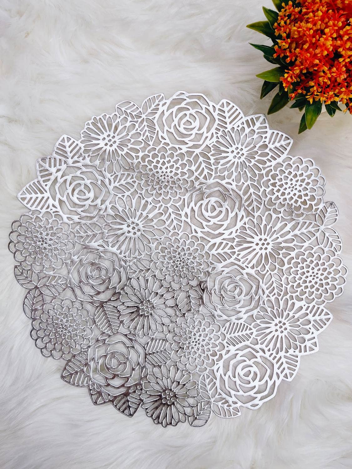 Silver Rose Placemat Set Of 2