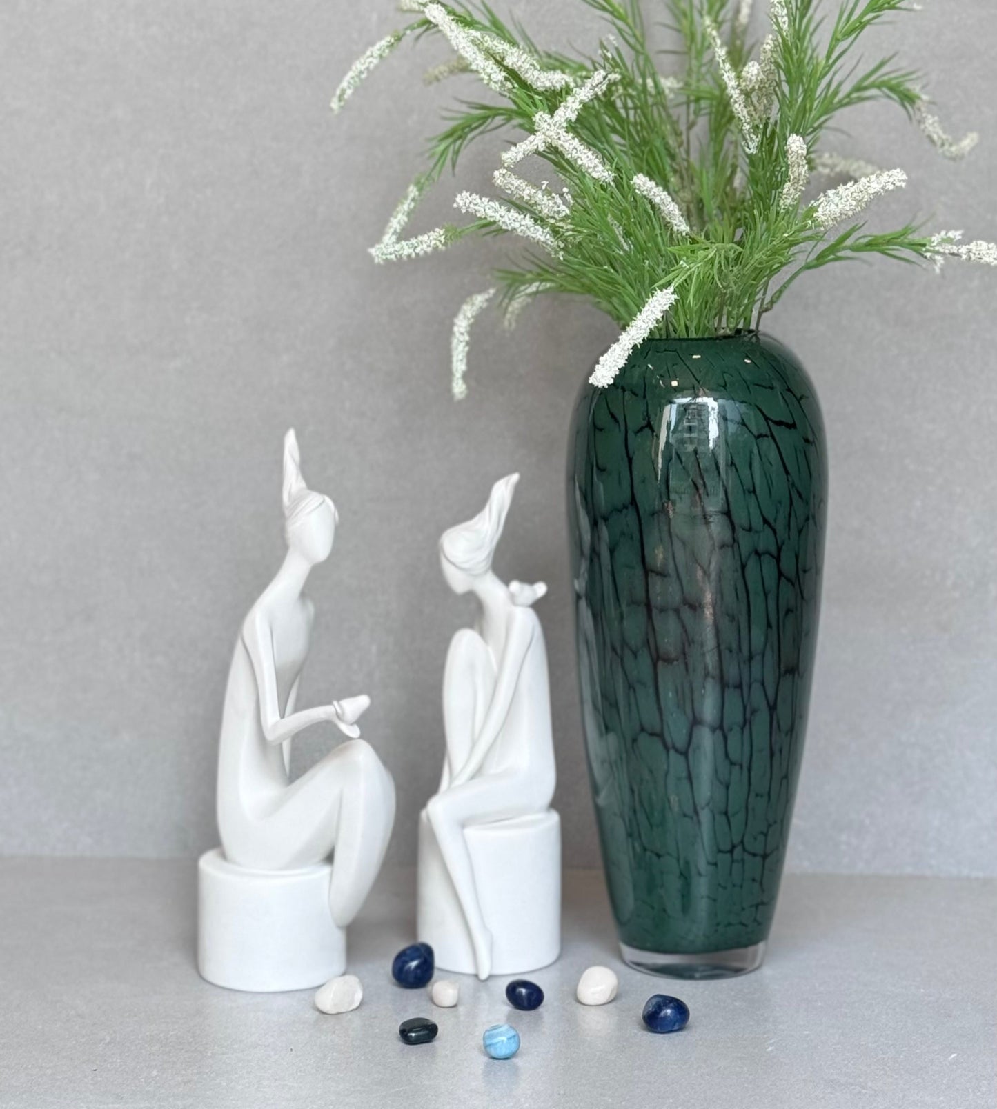 Porcelain White Women Sculpture Pair