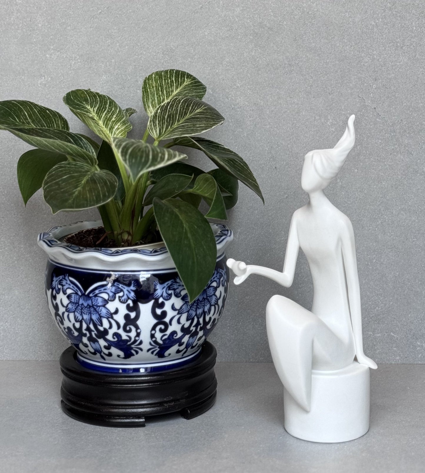Porcelain White Women Sculpture Pair