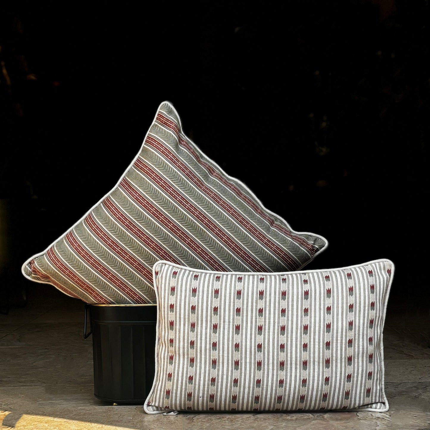 Beige Stripe Linen Cushion Cover 12 x 18