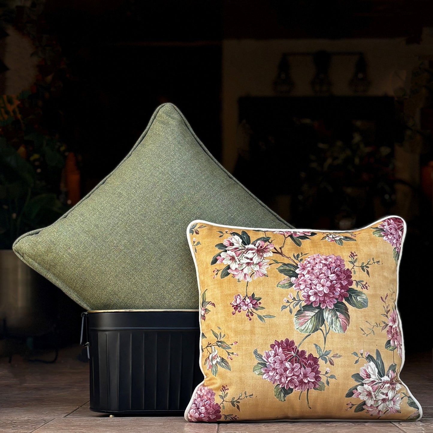 Solid Olive Green Velvet Cushion Cover 18 x 18