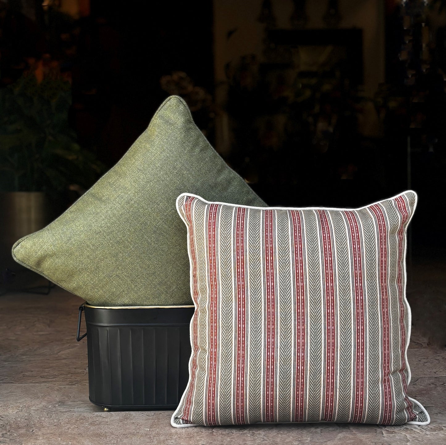 Beige Stripe linen Cushion Cover 18 x 18