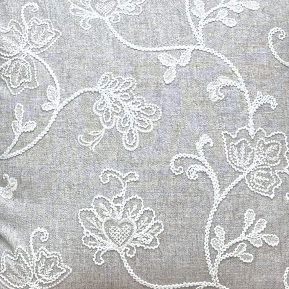 Floral Embroidered Linen Cushion Cover 16 x 16