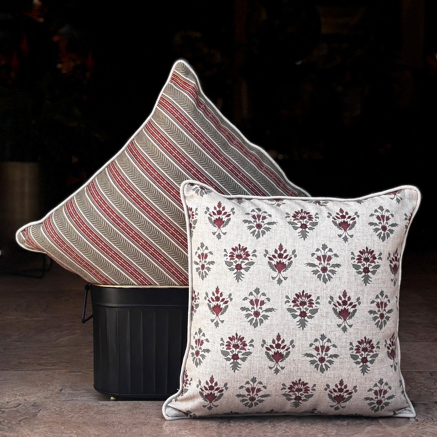 Beige Stripe linen Cushion Cover 18 x 18