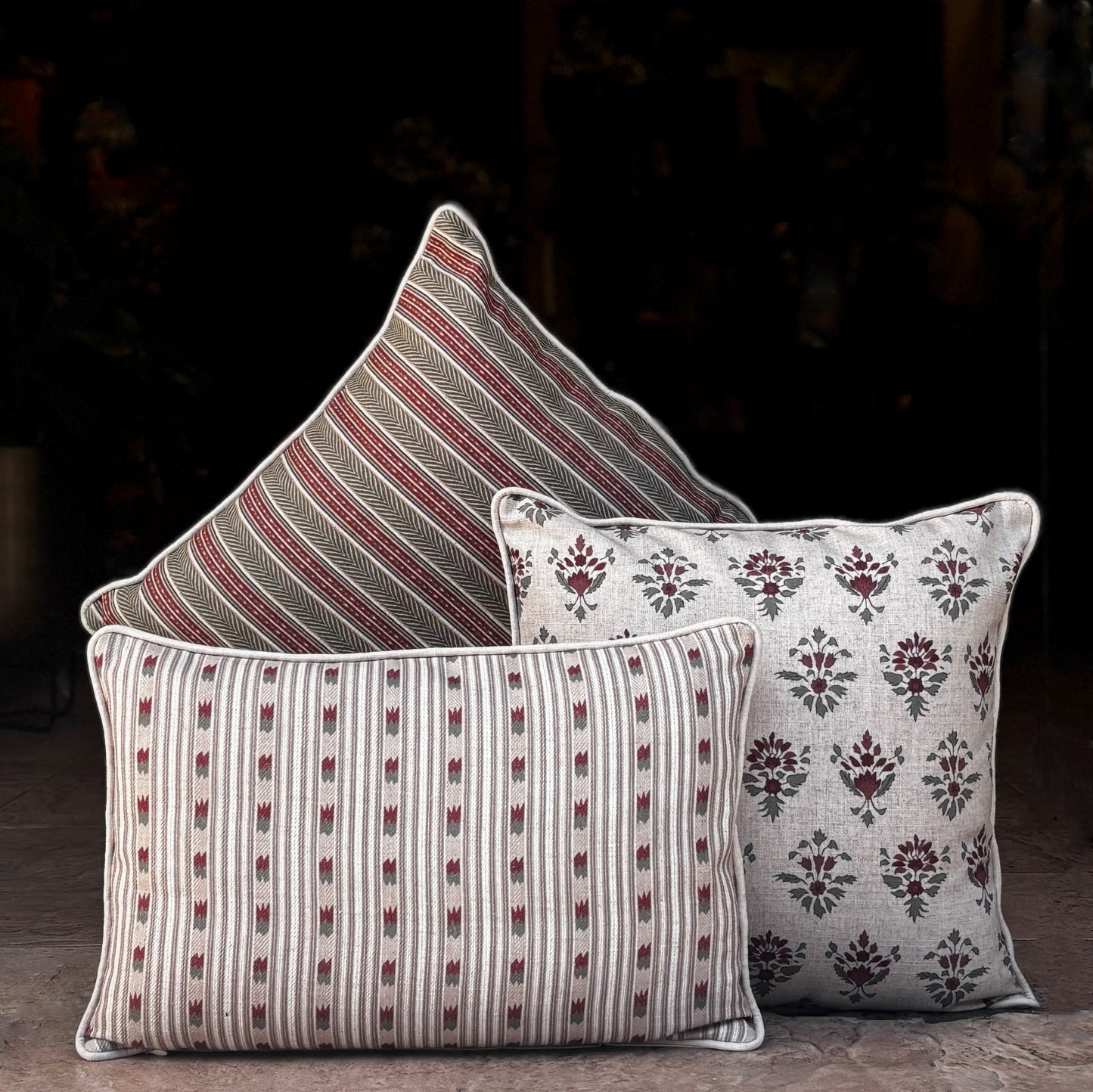 Beige Stripe Linen Cushion Cover 12 x 18