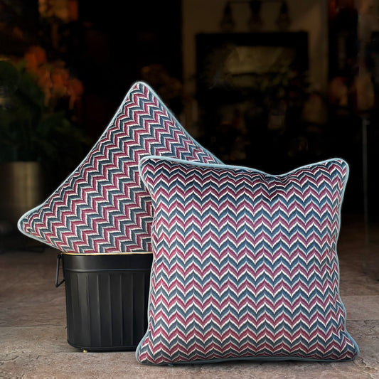Purple Chevron Velvet Cushion Cover 16 x 16