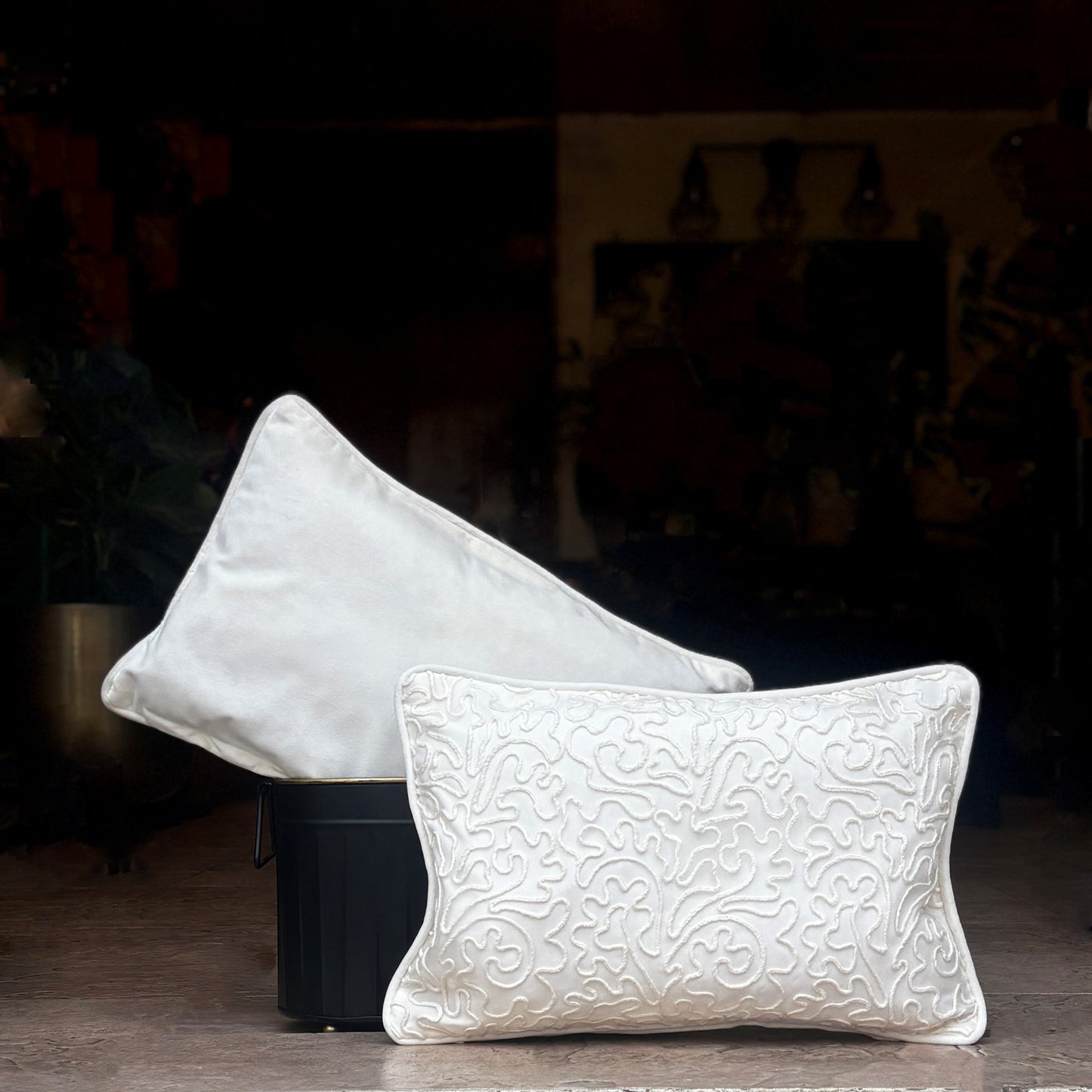 Modern White Velvet Cushion Cover 12 x 18
