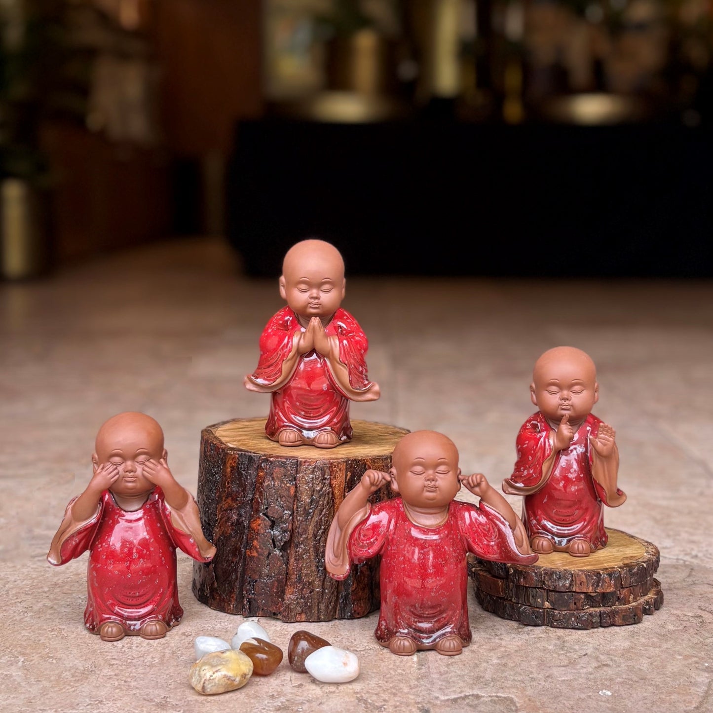 Porcelain Wise Monks - Set Of 4
