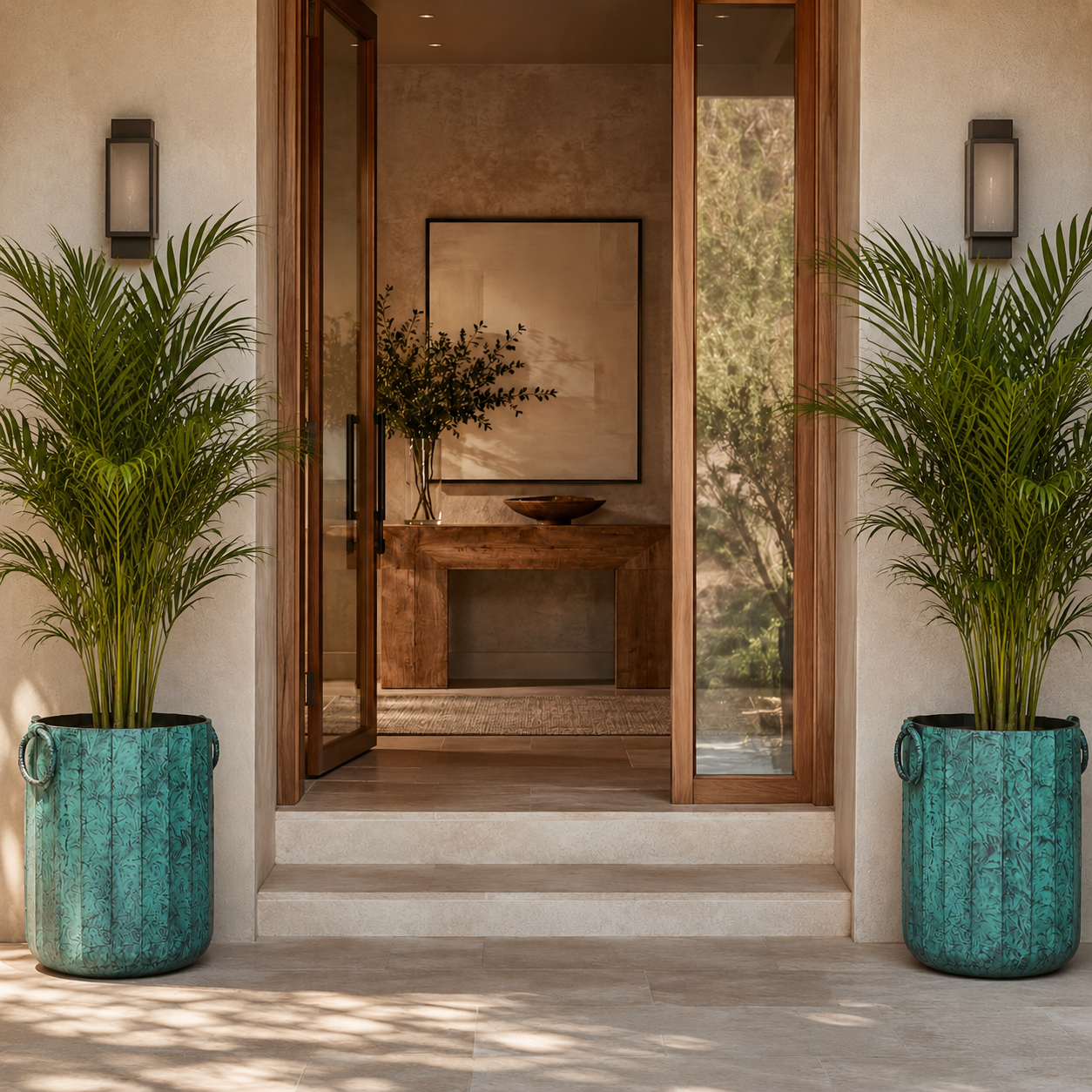Patina Ribbed Indoor Planter