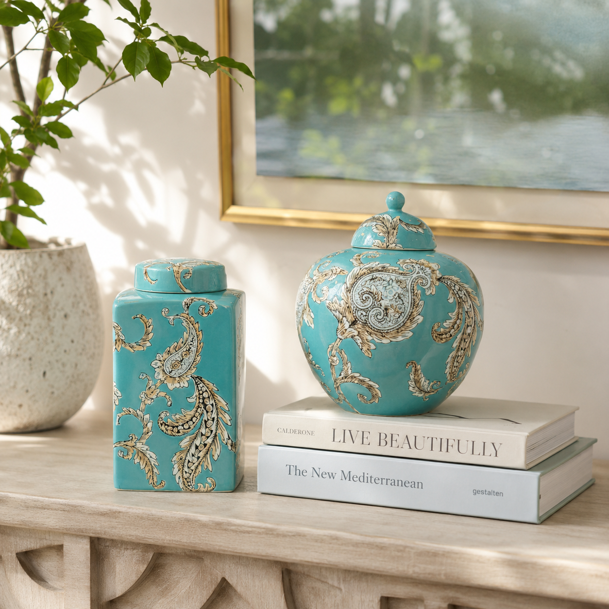 Heritage Bloom Ceramic Ginger Jar