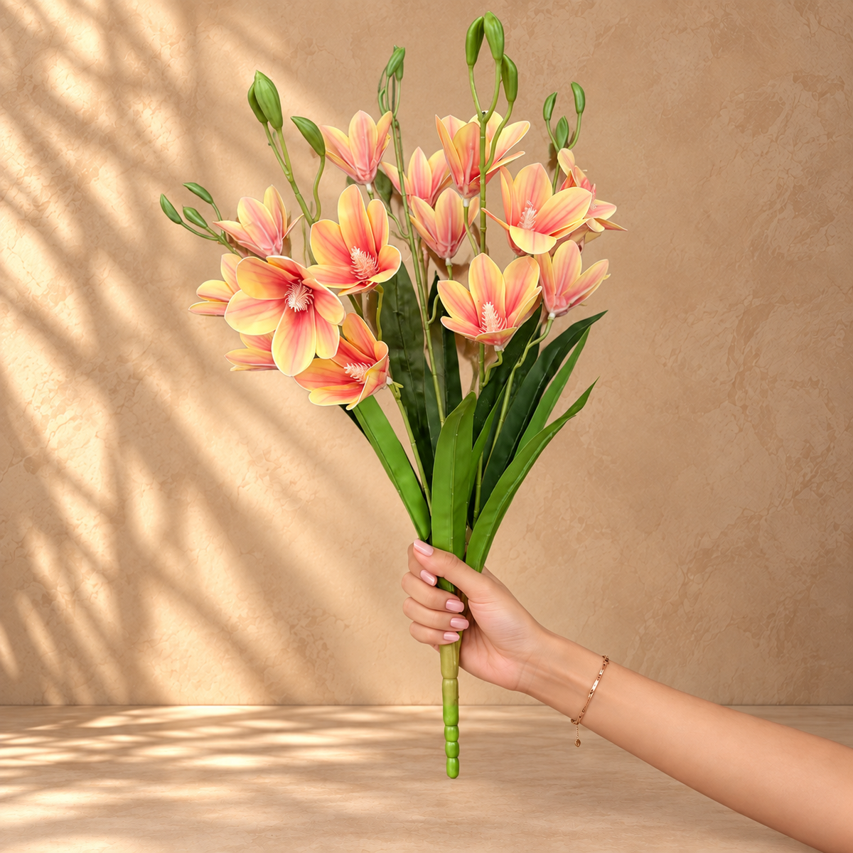 Artificial Flower Peach Orchid Bunch