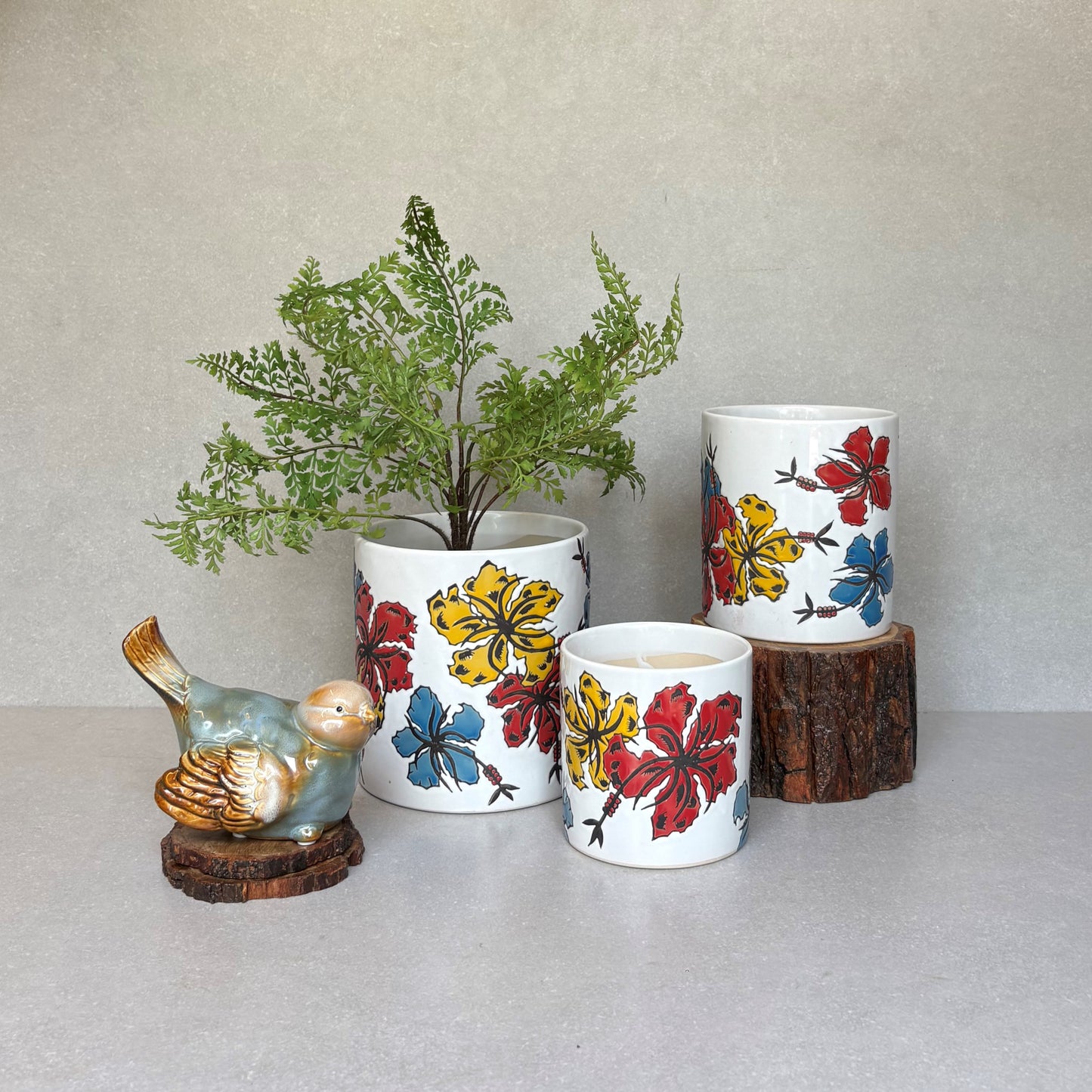 White Floral Ceramic Planter
