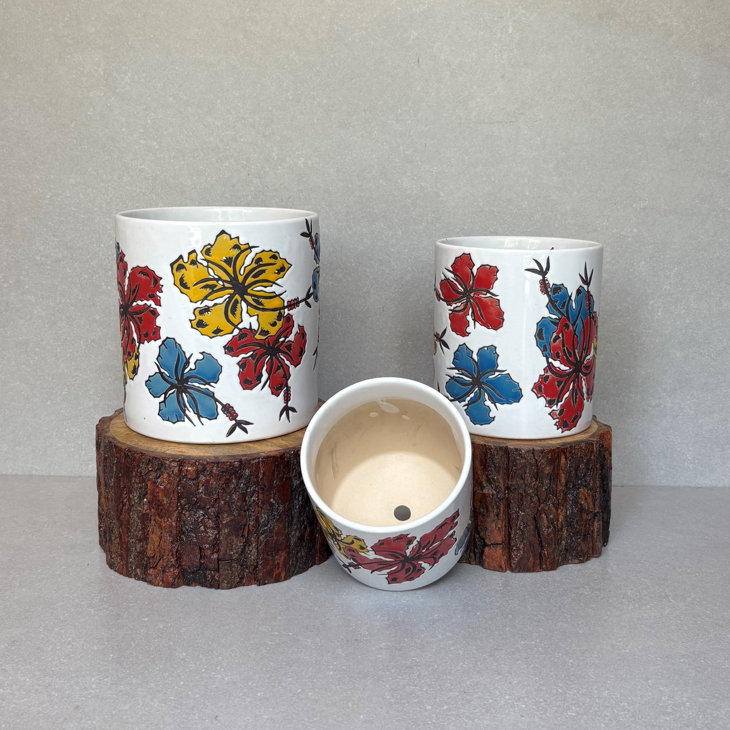 White Floral Ceramic Planter