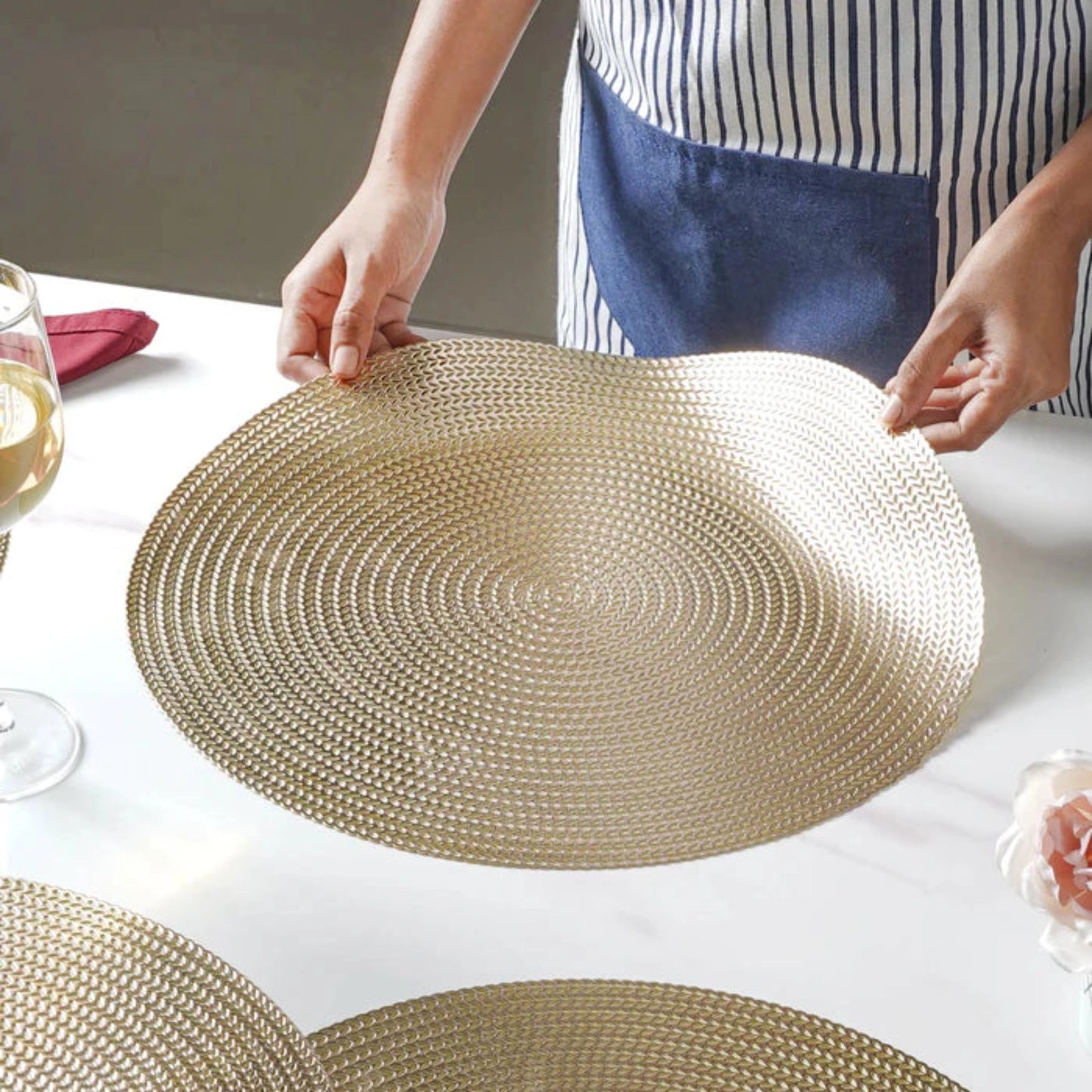 Round Gold Placemat Set Of 2