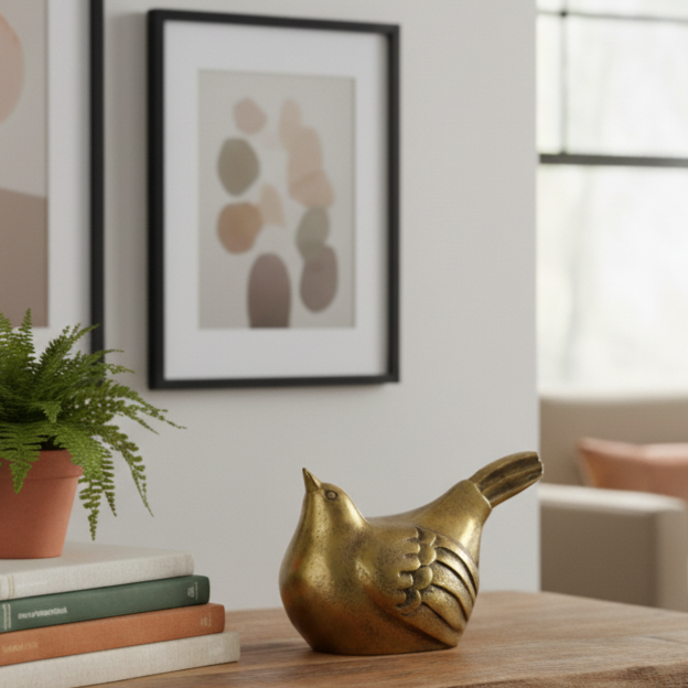 Antique Gold Metal Bird