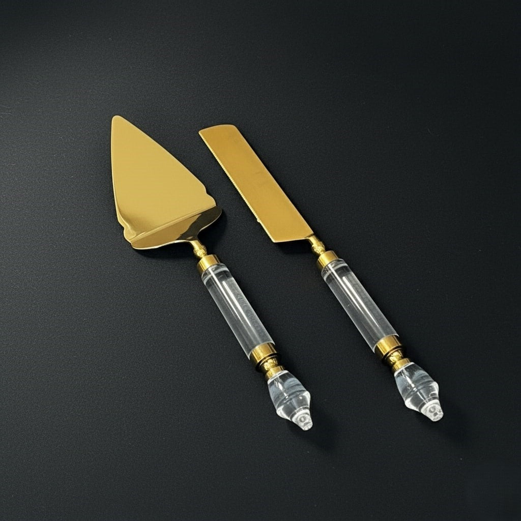 Opulent Gold Cake Server And Knife Set