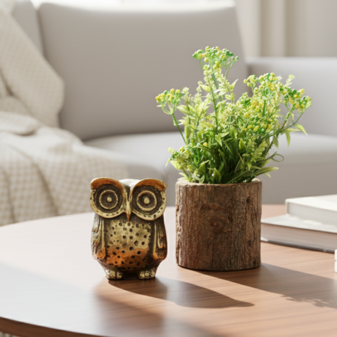 Antique Gold Metal Owl