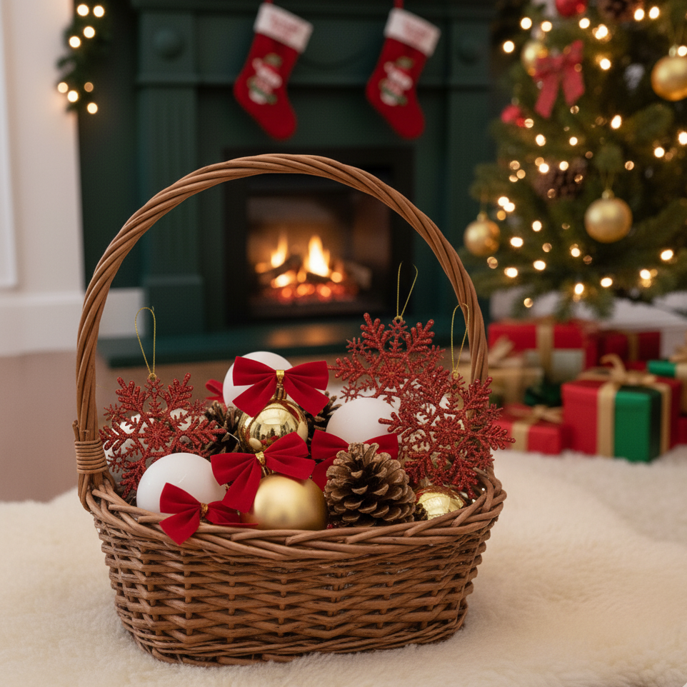 Christmas Ornament - Pack Of 5 Red Snowflakes Hanging