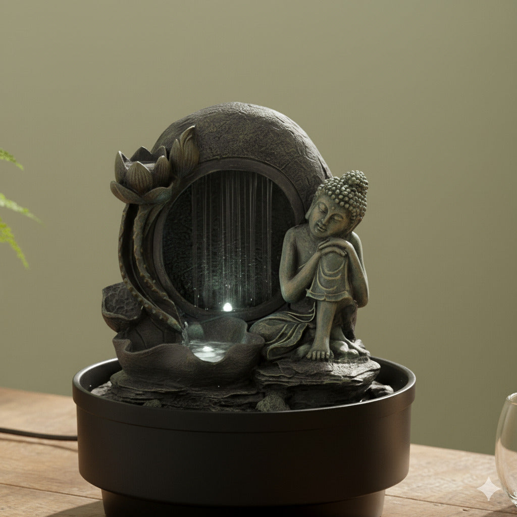 Tabletop Resting Buddha Fountain
