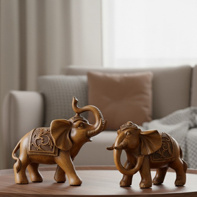 Happy Elephant Pair Sculpture