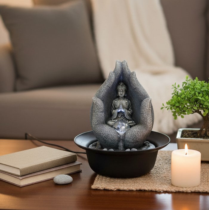 Tabletop Buddha Fountain With Folded Hands