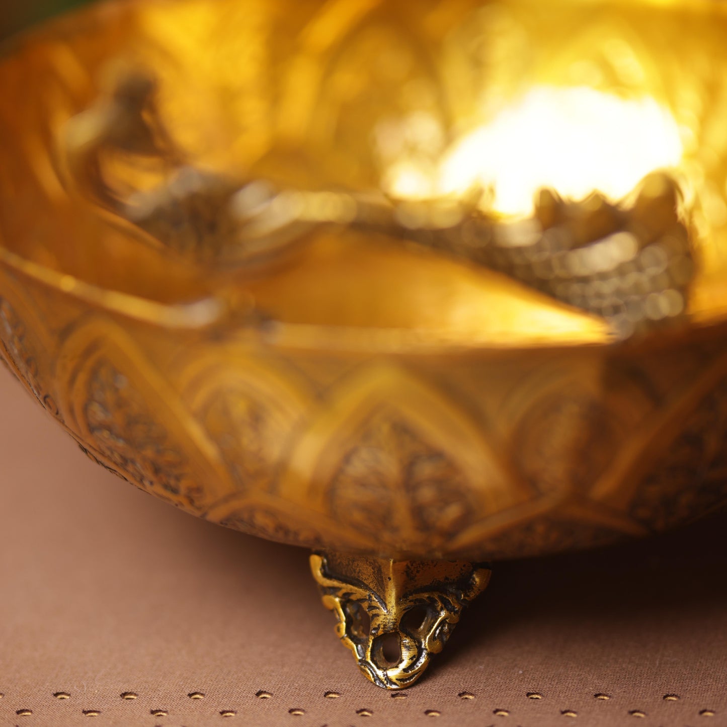 Antique Brass Peacock Metal Urli