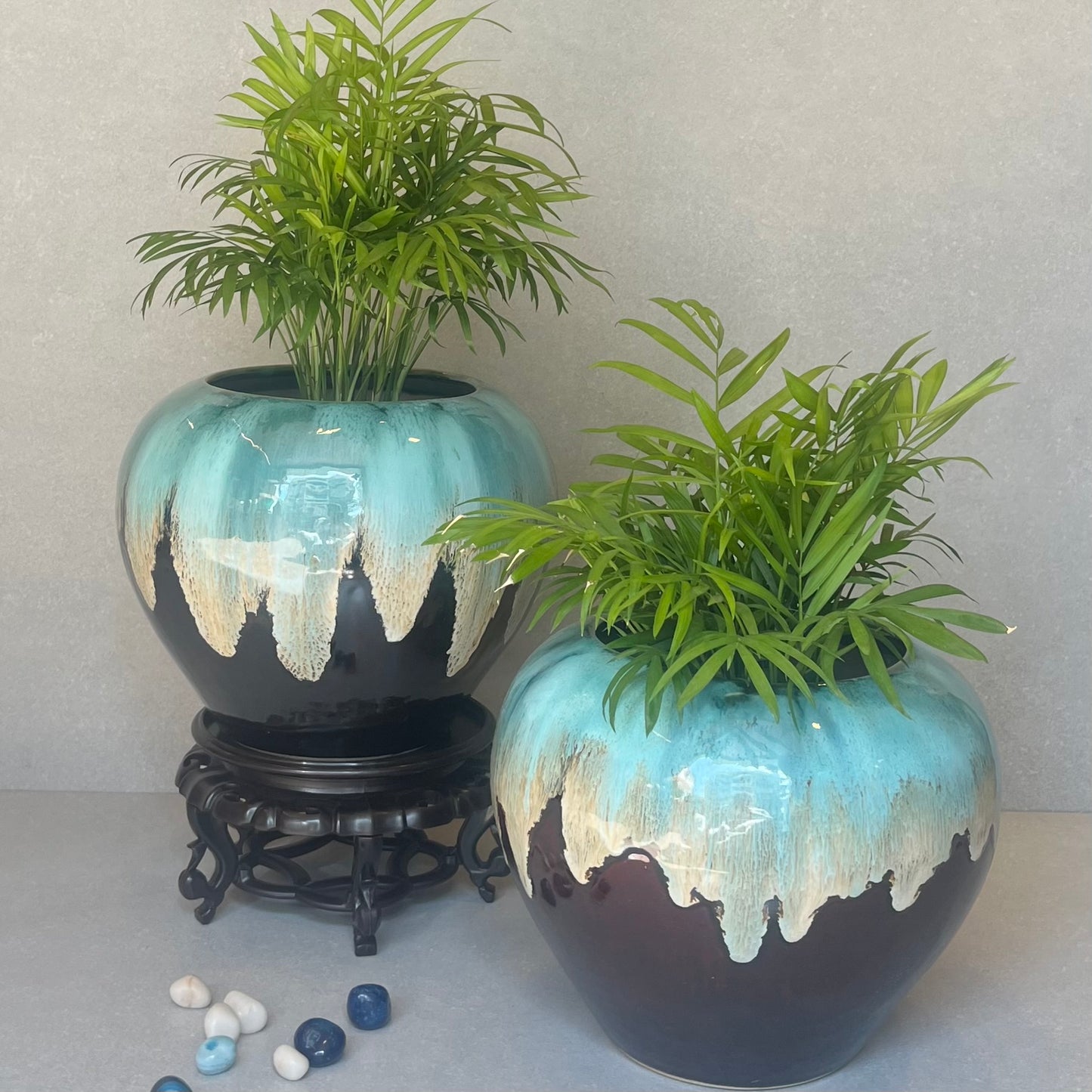 Glazed Ceramic Pot Aqua