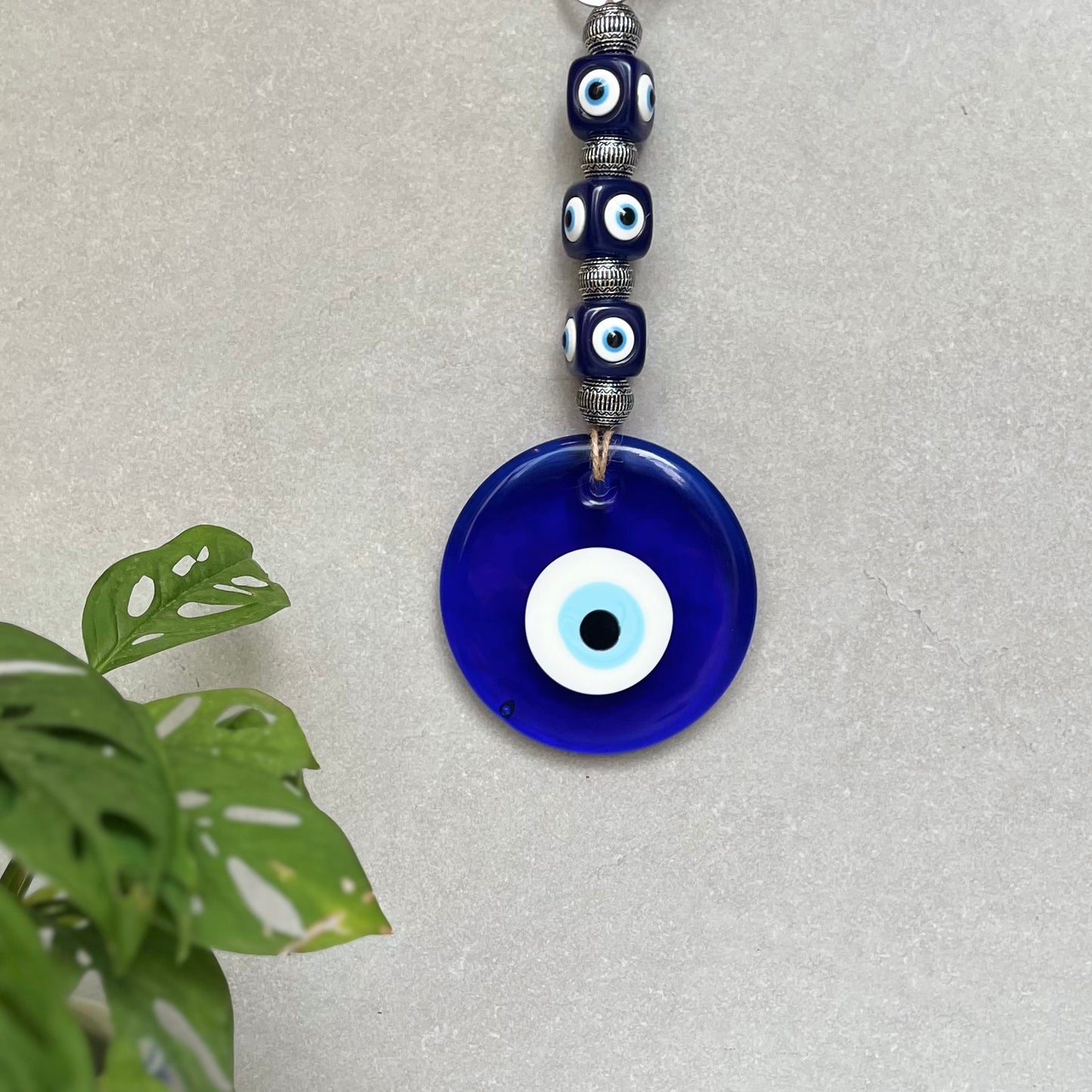 Silver Bead Evil Eye Large