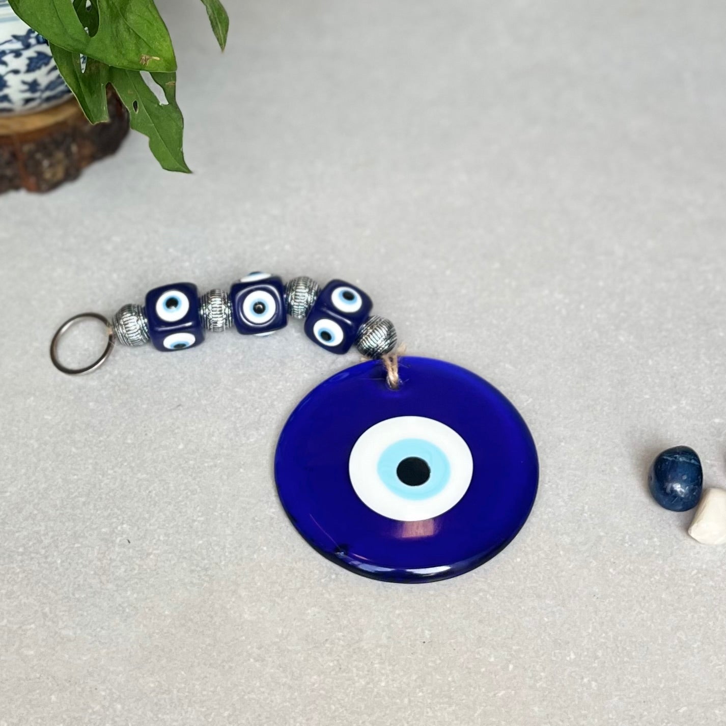 Silver Bead Evil Eye Large