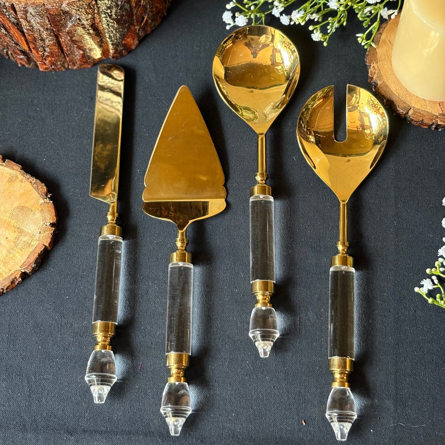 Opulent Gold Cake Server And Knife Set