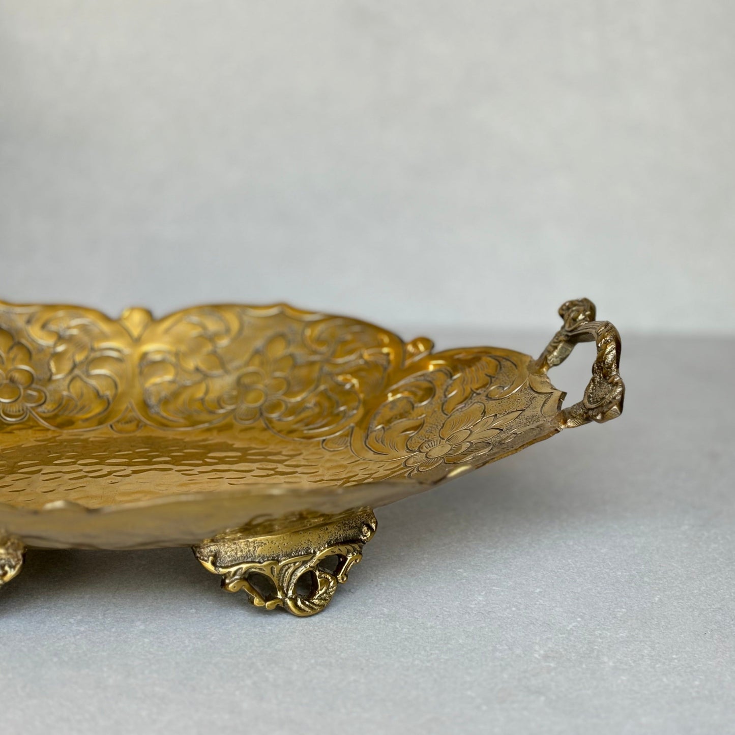 Antique Brass Platter With Handles