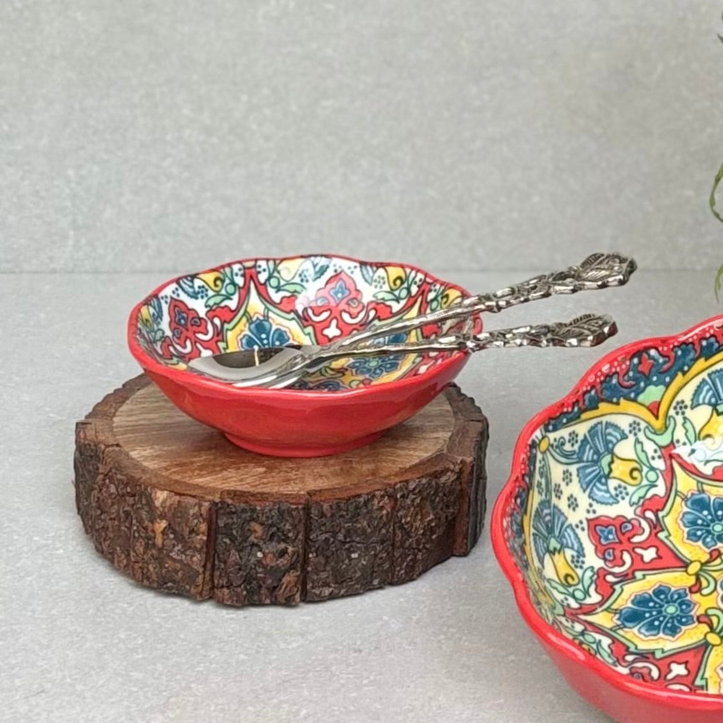 Red Ceramic Dip Bowl Set Of 2
