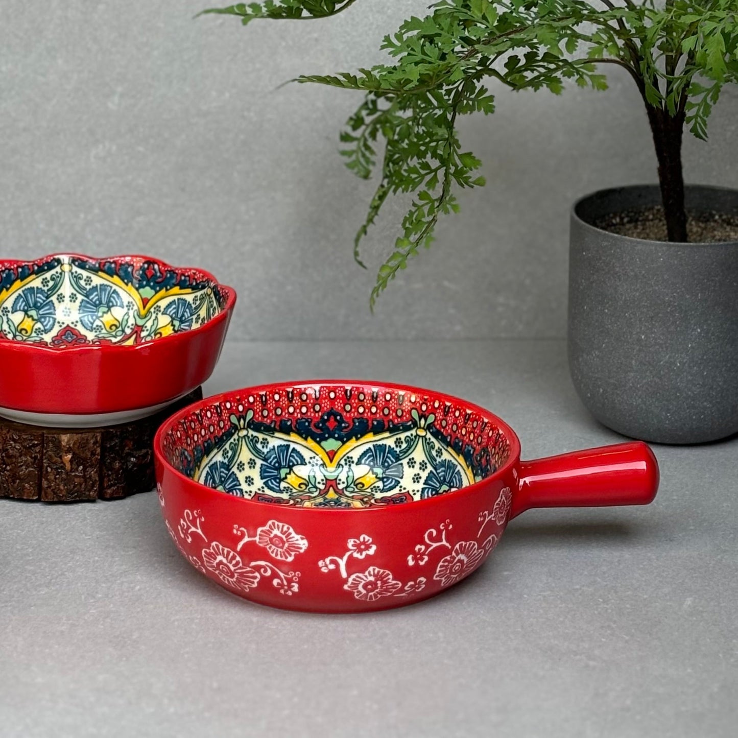 Red Ceramic Sauce Pan