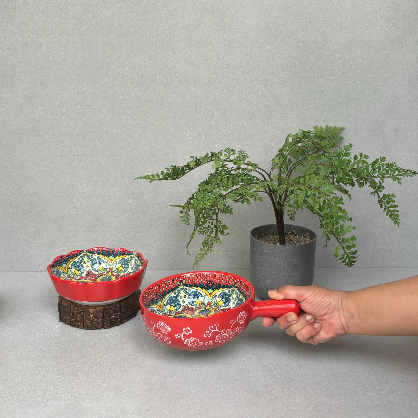 Red Ceramic Sauce Pan
