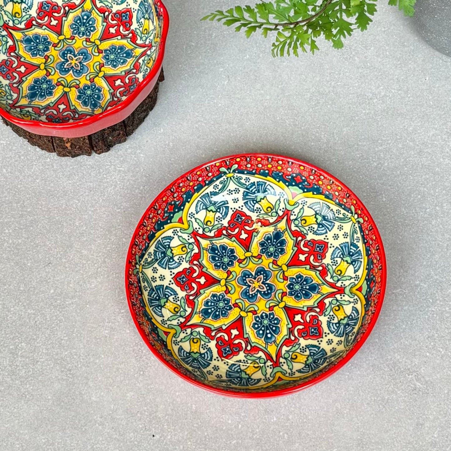 Red Ceramic Deep Platter Set of 2
