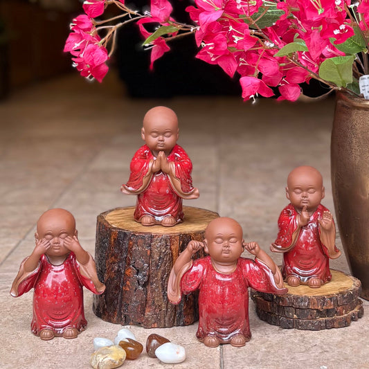 Porcelain Wise Monks - Set Of 4