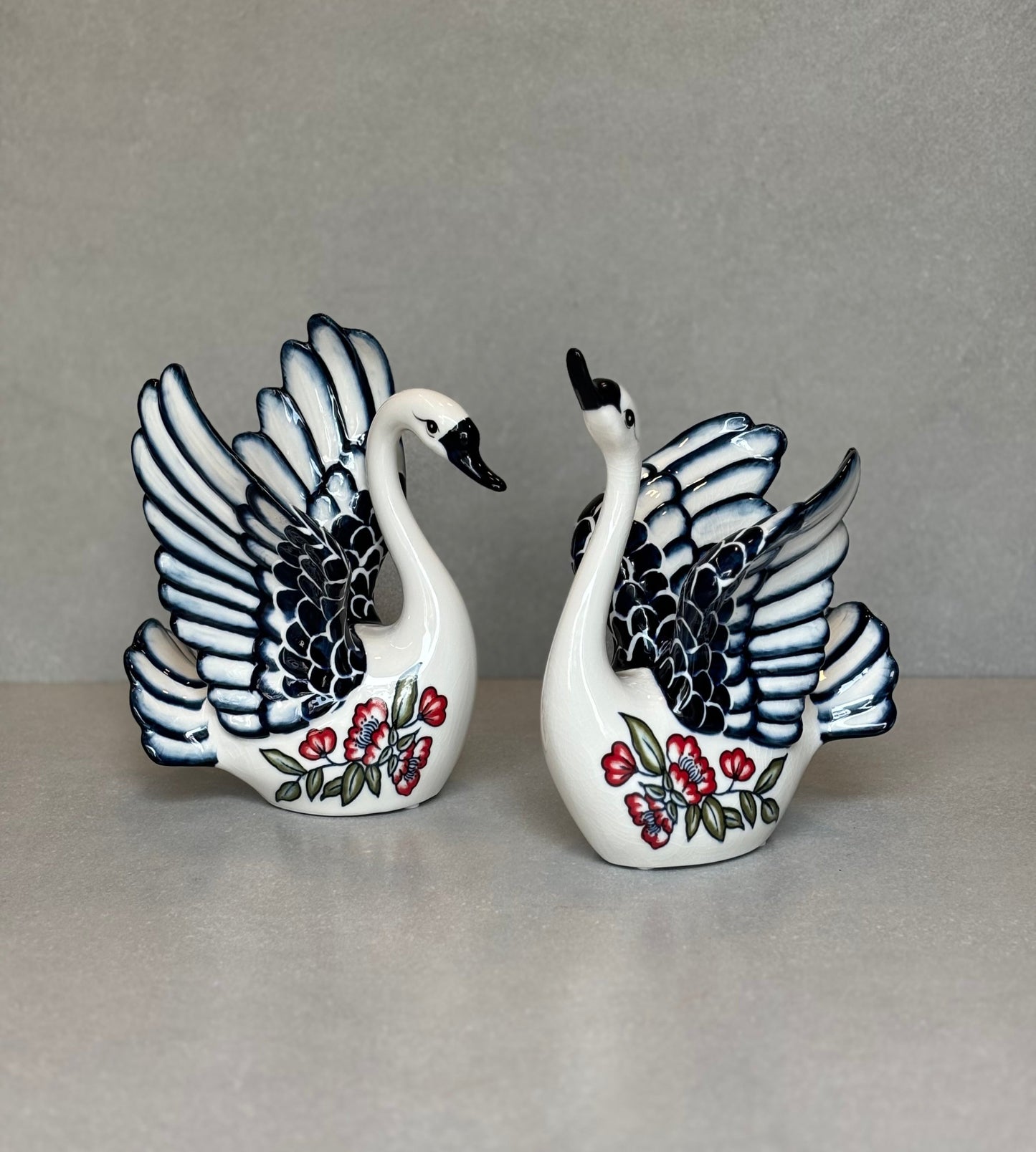 Blue and White Porcelain Swan Pair