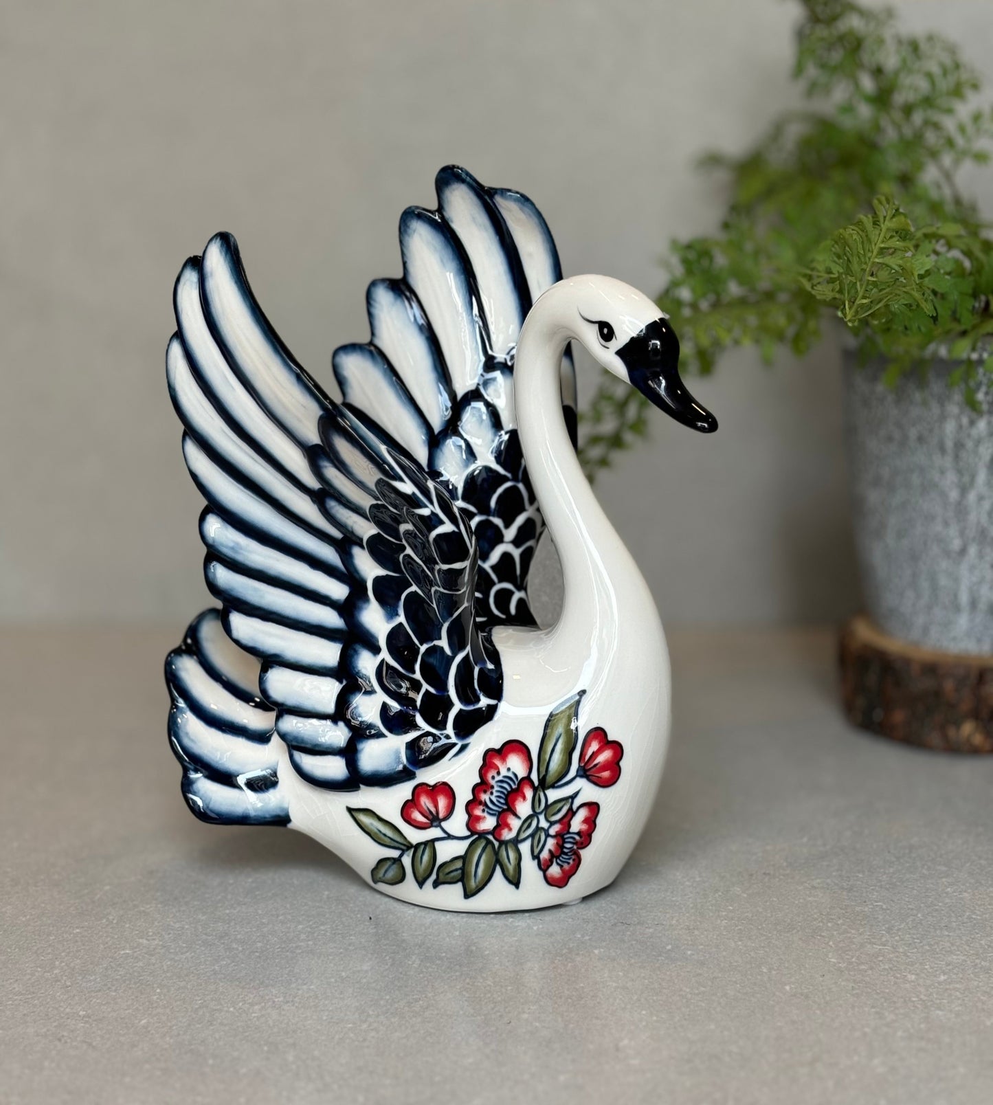 Blue and White Porcelain Swan Pair