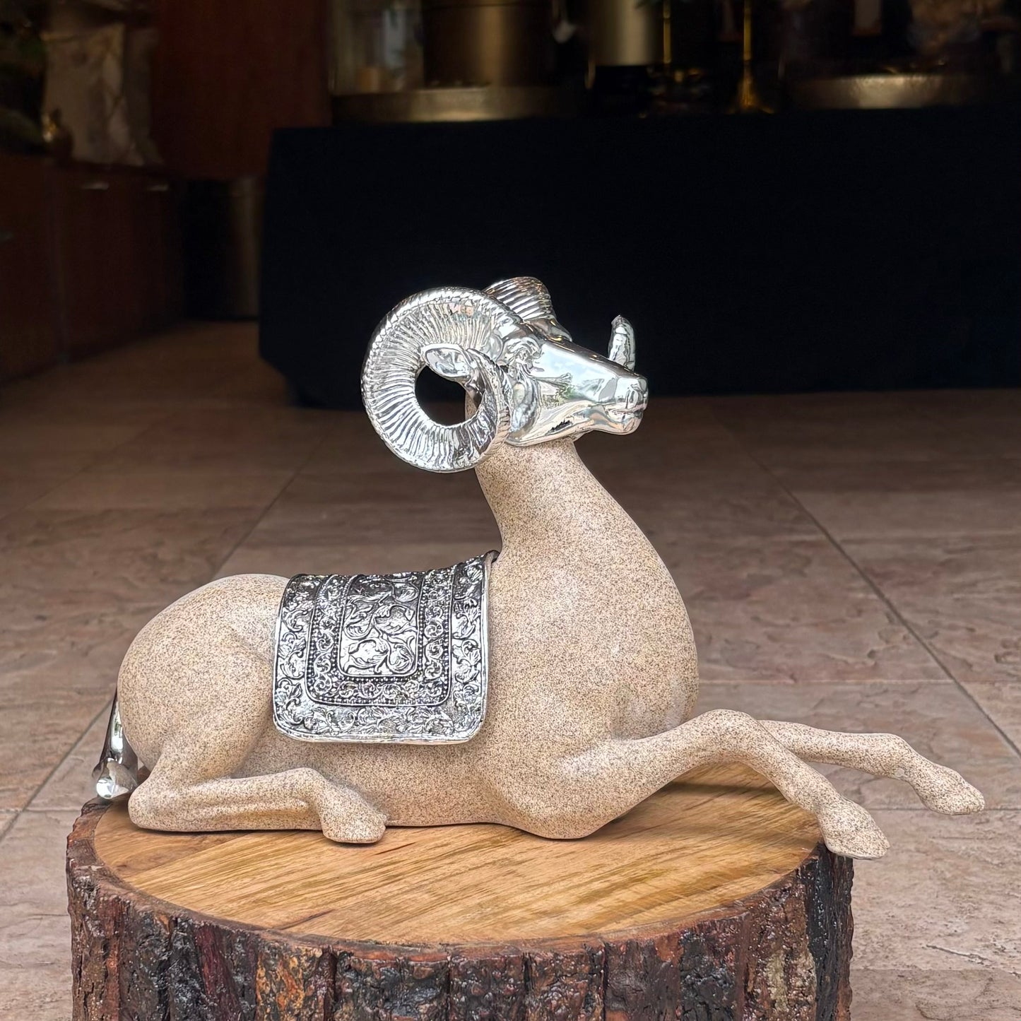 Silver Buck Tabletop Sculpture