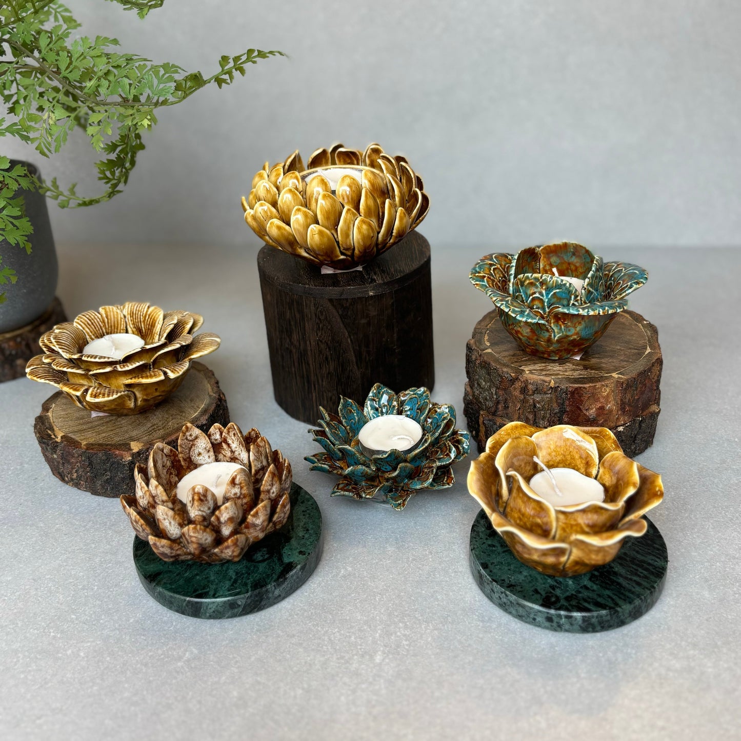 Floral Ceramic T-Light Holder
