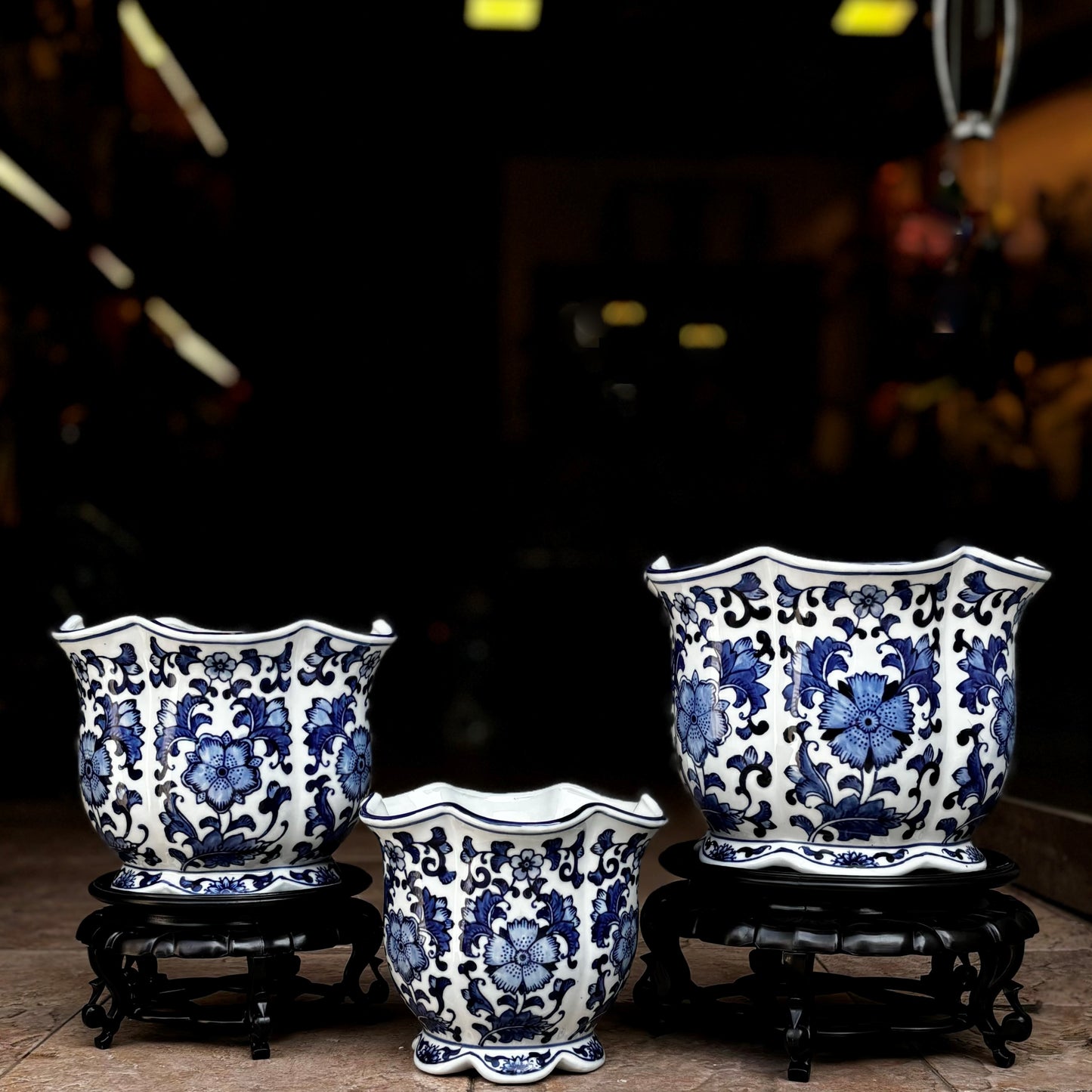 Blue And White Porcelain Jardiniere Planter