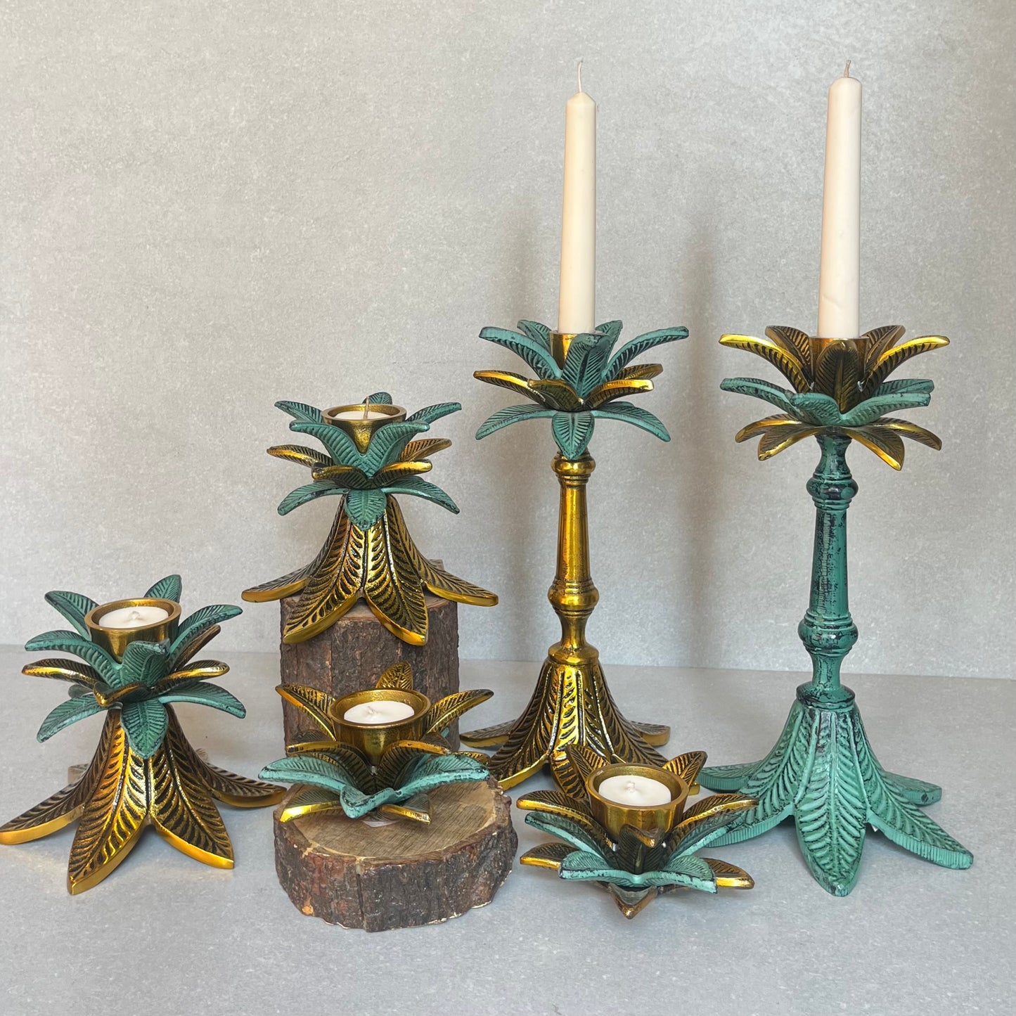 Vintage Leaf Tall Taper Candle stand