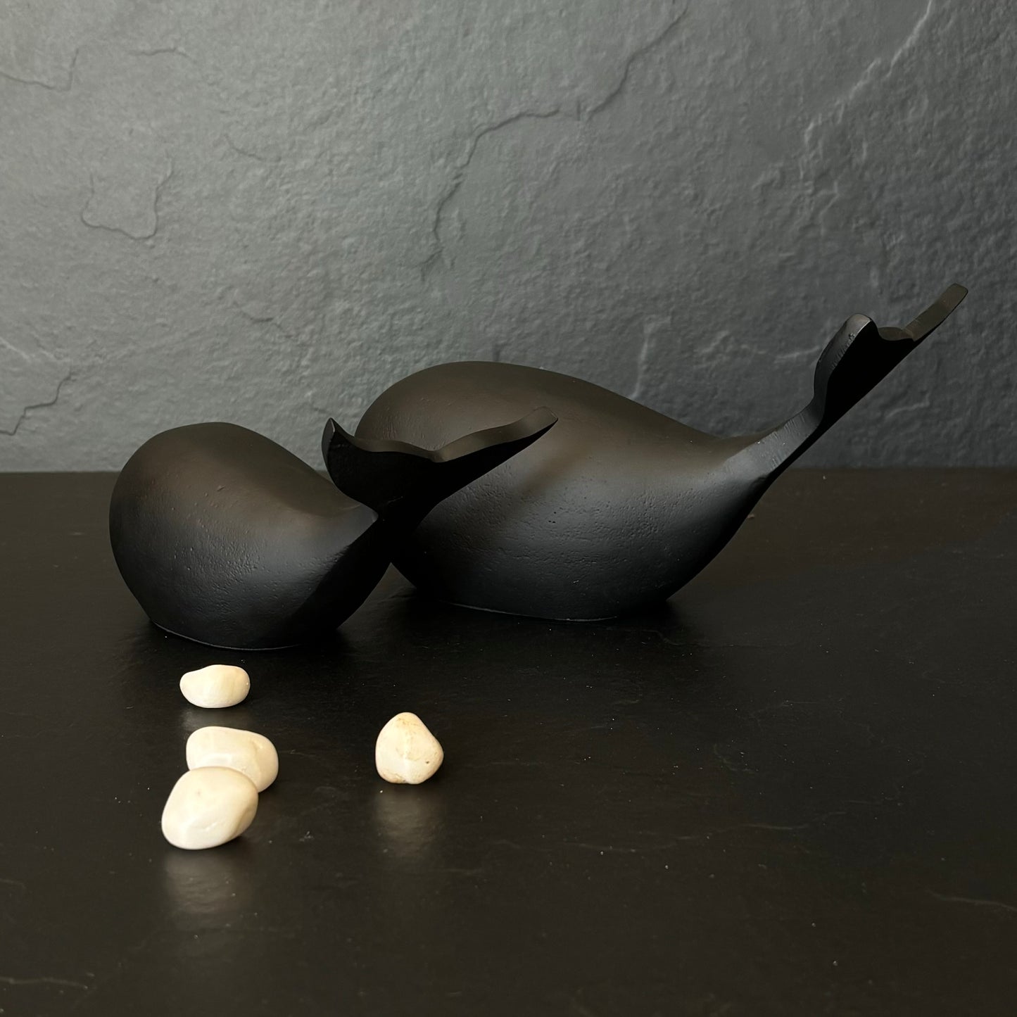 Metal Baby Whale Sculpture - Set Of 2