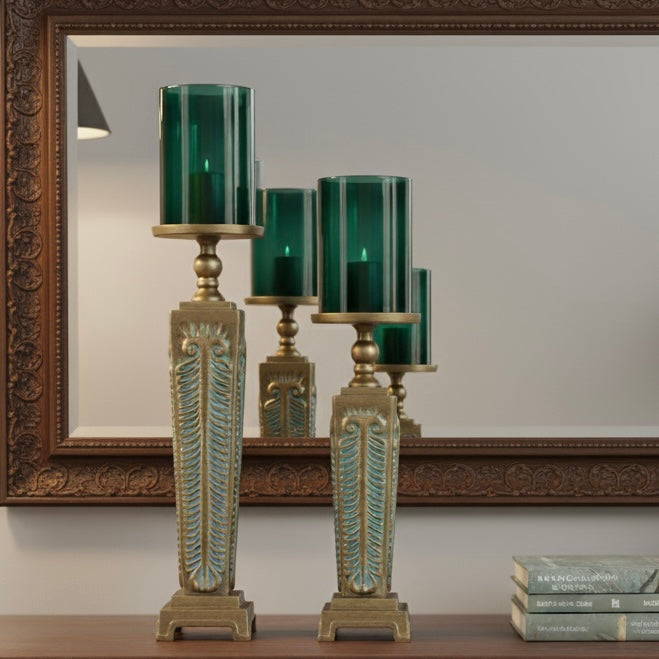 Vintage Pillar Metal Candlestand patina